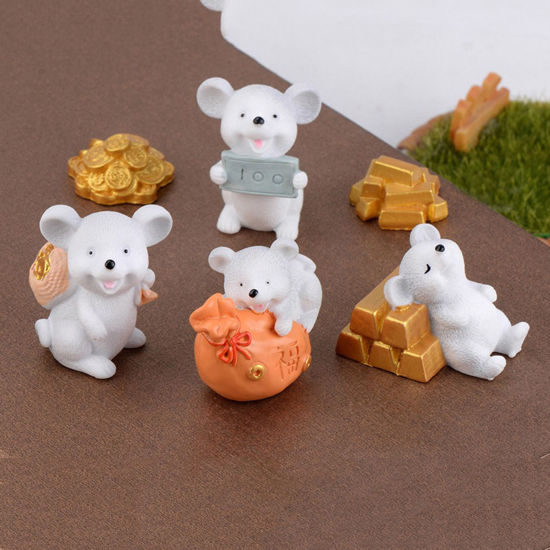Image de Chanceux argent Fortune dessin animé souris ornements souris riches petite Statue petite Figurine artisanat décorations d'animaux mignons