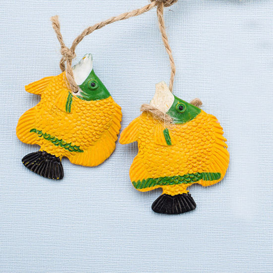 Image de Blanc - Petit poisson Style méditerranéen Accessoires de filet de pêche Ornements en résine Décoration de la maison Artisanat 2x5.5cm, 1 pièce