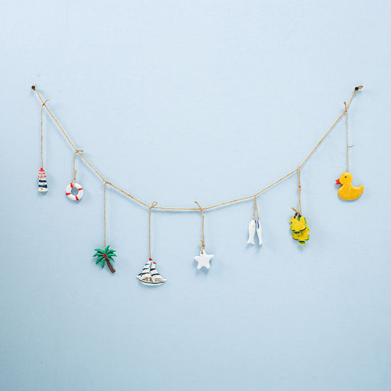 Image de Blanc - Petit poisson Style méditerranéen Accessoires de filet de pêche Ornements en résine Décoration de la maison Artisanat 2x5.5cm, 1 pièce