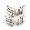 Immagine di Lega di Zinco clip orecchio Ganci per Orecchini Foglia Argento Antico W/ Loop 23mm x 13mm, 4 Pz