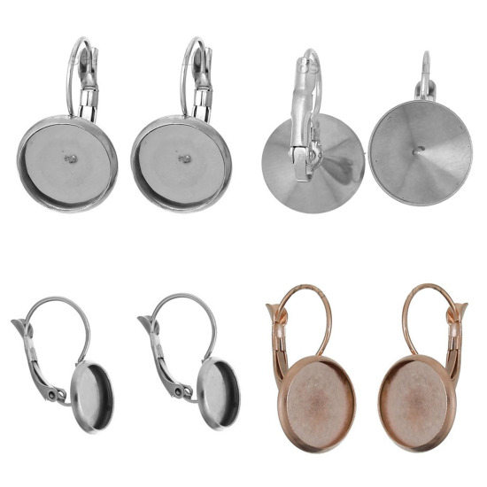 Image de Boucles d'Oreilles Clips Clips d'oreille en Acier Inoydable Cabochon Rapportable (Taille à Incruster )     