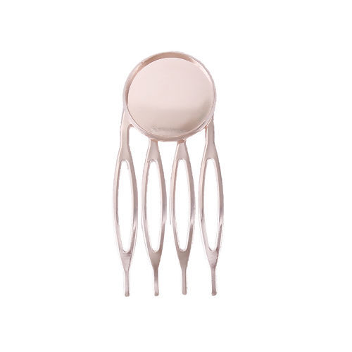 銅+合金 ヘアクリップ 円形 ライトローズゴールド 台座付 (適応サイズ： 20mm) 48mm x 22mm、 10 個 の画像