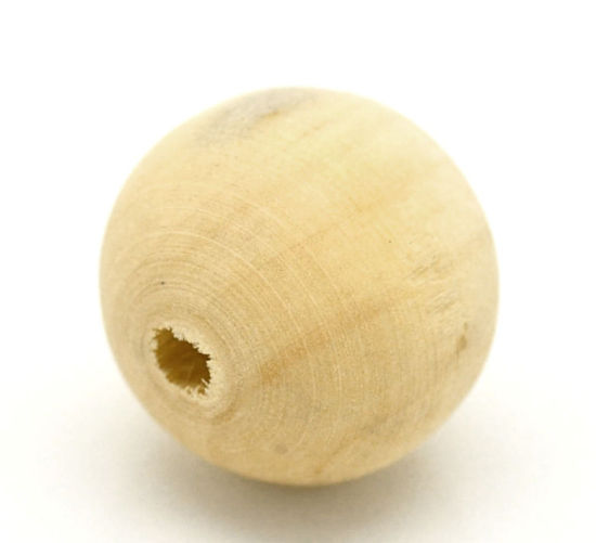 Image de Perles en Bois Forme Rond Couleur Naturelle     