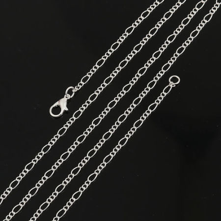 Lega di Ferro 3:1 Catena Collana Argento Placcato 77cm Lunghezza, Dimensione della Catena: 6x2.8mm 3x2.5mm 1 Pacchetto ( 12 Pz/Pacco)