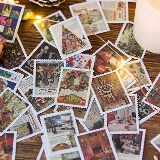 多色-クリスマスカラーデコレーションシールステッカー45個/箱 の画像