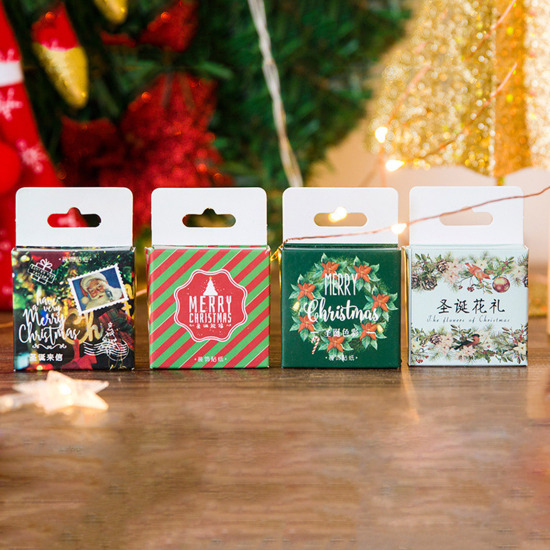 多色-クリスマスカラーデコレーションシールステッカー45個/箱 の画像