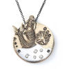 Picture of Zinc Based Alloy Pocket Watch Pendants Round Disc Mermaid Clear Rhinestone