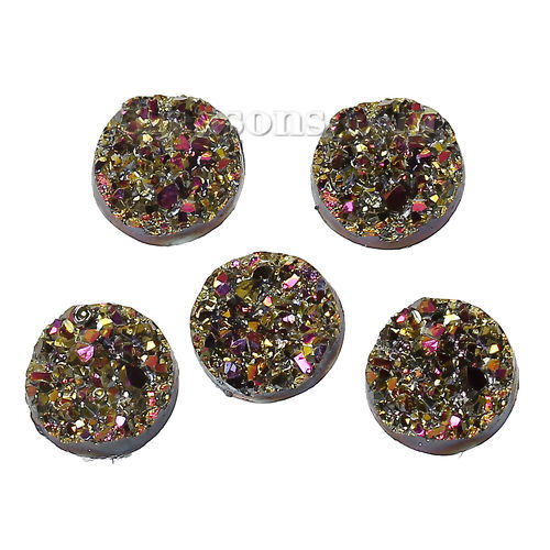 Image de Druzy Cabochon Dôme en Résine Rond   