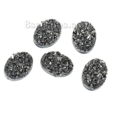 Druzy /Drusy Resina Dome Seals Cabochon Ovale Nero 18mm x 13mm, 20 Pz