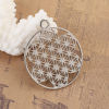 Picture of Zinc Based Alloy Flower Of Life Pendants Round Silver Tone Hollow 40mm(1 5/8") x 35mm(1 3/8"), 10 PCs