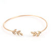 Picture of Brass Open Cuff Bangles Bracelets Gold Plated Leaf 17cm(6 6/8"), 1 Piece
