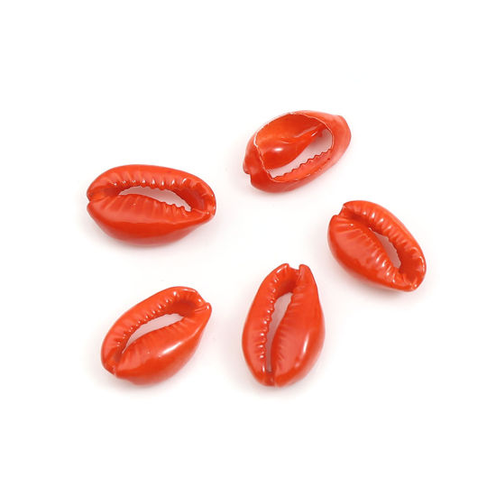 天然 チャーム シェル オレンジ 染め 17mm x 12mm - 12mm x 7mm、 10 個 の画像