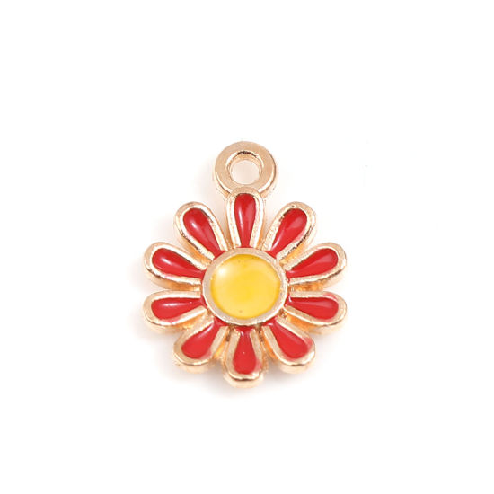 Picture of Zinc Based Alloy Charms Daisy Flower & Enamel 