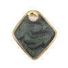 Picture of Zinc Based Alloy Enamel Charms Rhombus Gold Plated Dark Gray Glitter 17mm( 5/8") x 16mm( 5/8"), 5 PCs