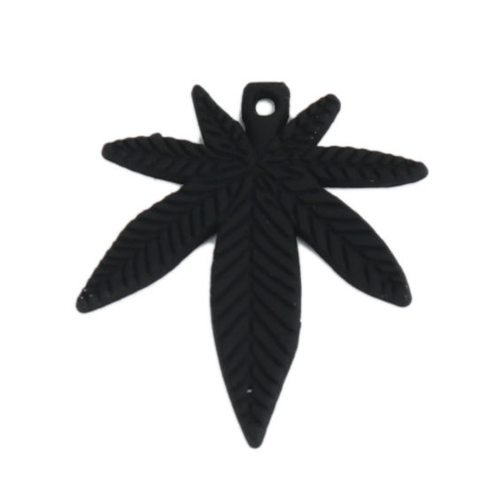 Immagine di Lega di Zinco Charms Foglia d'Acero Nero 25mm x 22mm , 10 Pz