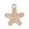 Picture of Zinc Based Alloy Ocean Jewelry Charms Starfish Gold Plated Creamy-White Enamel 16mm x 14mm, 20 PCs