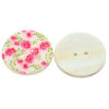 Picture of Natural Shell Buttons Round 2 Holes Multicolor Flower Pattern 3cm Dia,20PCs
