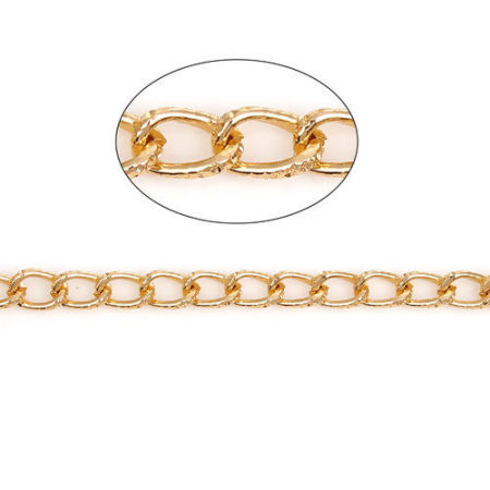 Aluminio Abierto Retorcido Link Curb Chain Accesorios Oro Claro 7.5x4.8mm, 5 M