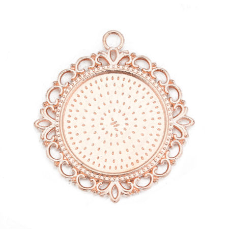 Zinc Based Alloy Cabochon Settings Pendants Round Disc
