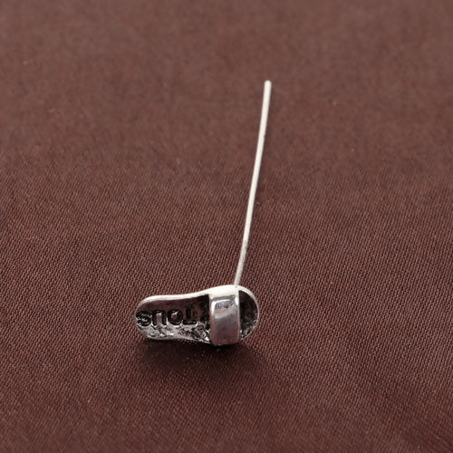 亜鉛合金 ハンドメイド/DIY 基礎金具 玉 ピン 銀古美 靴 5.8cm長さ、 0.7mm、 （21号） 20 個 の画像