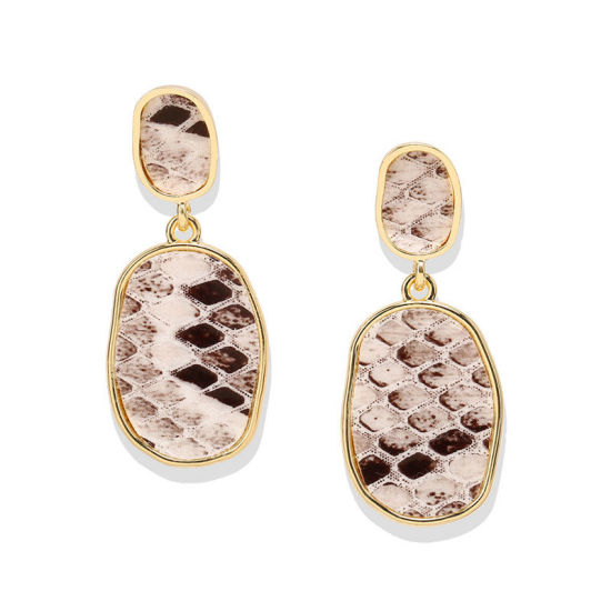 Image de Boucles d'Oreilles Doré Ovale Ecailles de Poisson 49mm x 18mm, 1 Paire