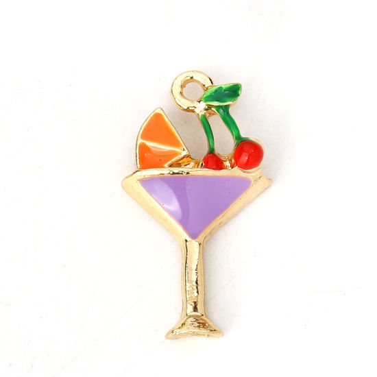 Bild von Charms aus zinkbasierter Legierung Glas Multicolor Cherry Emaille