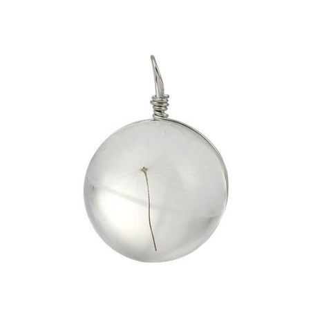 Transparent Glass Globe Bubble Bottle Charms Dandelion Dried Flower