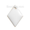 Imagen de Latón Lentejuelas Esmaltadas Colgantes Charms Diamond Original Color Sin Chapado Blanco Esmalte 16mm x 11mm, 10 Unidades