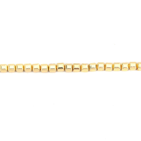 Image de (Classement B) Perles en Hématite （ Naturel ） Irrégulier Or Clair 4mm x 4mm, Trou: env. 1mm, 40.5cm long, 1 Enfilade (Env. 101 Pcs/Enfilade)