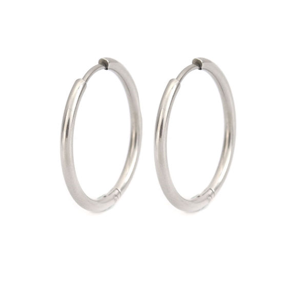 Image de Boucles d'Oreilles Créole Anneau en  Acier Inoydable Rond    