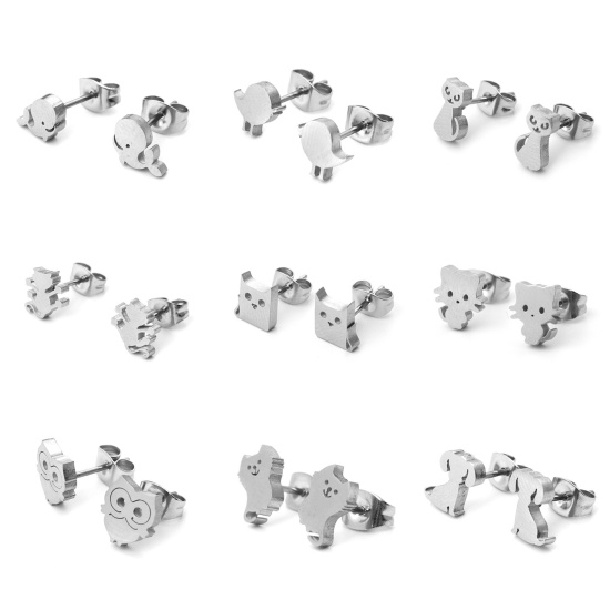 Image de Boucles d'Oreilles Puces en  Acier Inoydable Chat  
