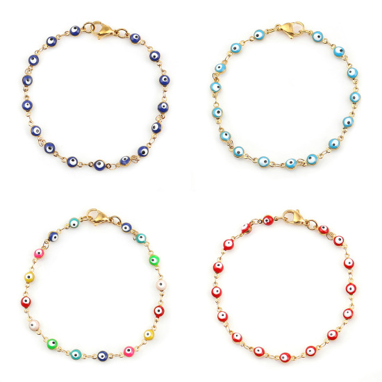 Image de Bracelets en  Acier Inoydable Mauvais Œil Émail    