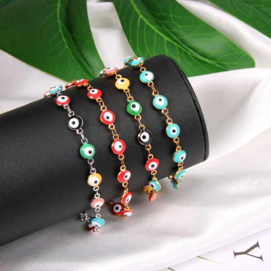Image de Bracelets en  Acier Inoydable Mauvais Œil Émail    
