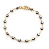 Imagen de 304 Acero Inoxidable Pulseras Chapado en Oro Negro Mal de ojo Esmalte 18.7cm longitud, 1 Unidad