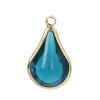 Immagine di Ottone + Vetro Charms Goccia Oro Placcato Blu Pavone 18mm x 10mm - 17mm x 10mm, 5 Pz
