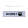 Immagine di Poliestere Etichette Stampate DIY Scrapbooking Craft Rettangolo Bianco Sporco Gufo Lettere" Hand Made " 60mm x 15mm, 50 Pz