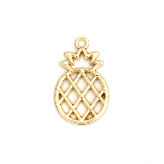 Immagine di Lega di Zinco Charms Ananas Oro Placcato Filigrana 28mm x 17mm , 5 Pz