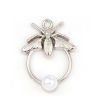 Picture of Zinc Based Alloy Charms Round Silver Tone Bee Acrylic Imitation Pearl 28mm(1 1/8") x 20mm( 6/8"), 10 PCs