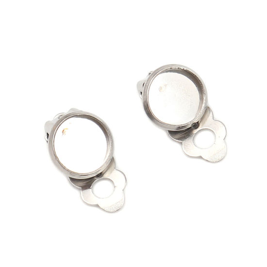 Image de Boucles d'Oreilles Clips Non Perçantes en  Acier Inoydable Rond Cabochon Rapportable      