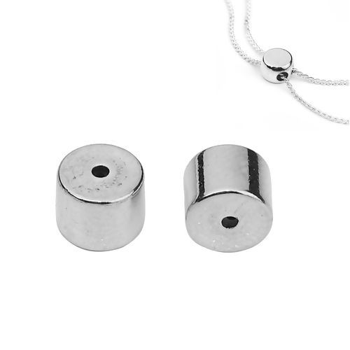 Image de Perles à Fermoir Coulissant en Laiton Colonne Avec Noyau de Silicone Ajustable