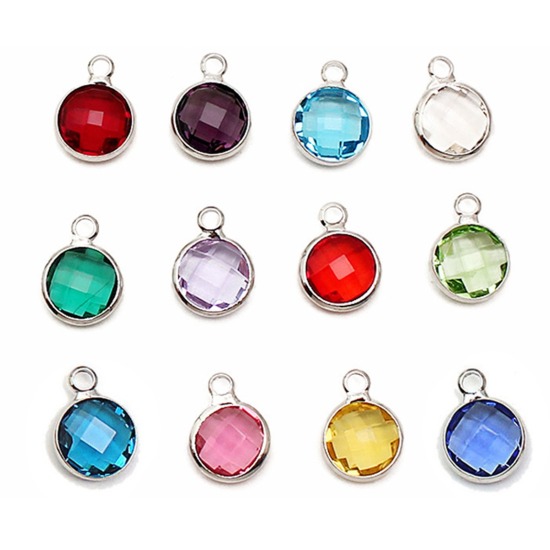 Picture of Brass & Glass Birthstone Charms Wholesale Multicolor Round