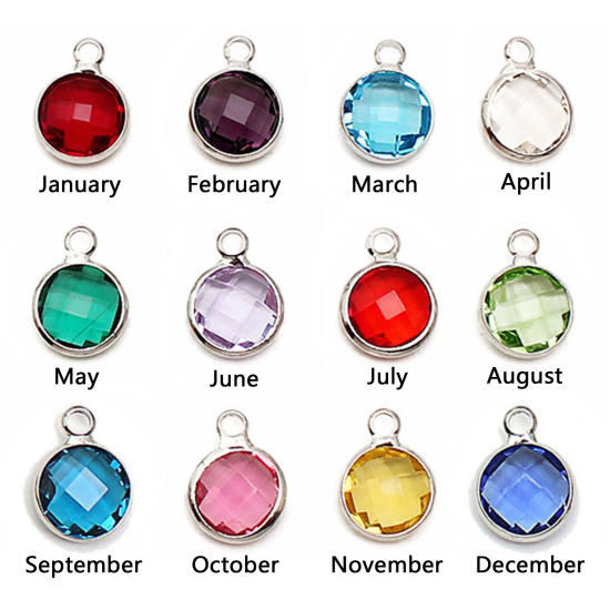 Picture of Brass & Glass Birthstone Charms Wholesale Multicolor Round
