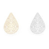 Imagen de Latón Colgantes Chapado en Oro Gota Flor Filigrana Estampación 4cm x 2.7cm, 10 Unidades