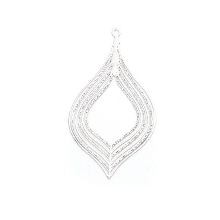 Ottone Ciondoli Tono Argento Foglia Striscia Filigree Stamping 3.9cm x 2.2cm, 20 Pz