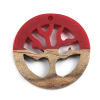 Imagen de Resina de Efecto Madera Colgantes Charms Ronda Rojo Árbol 28mm Dia, 2 Unidades