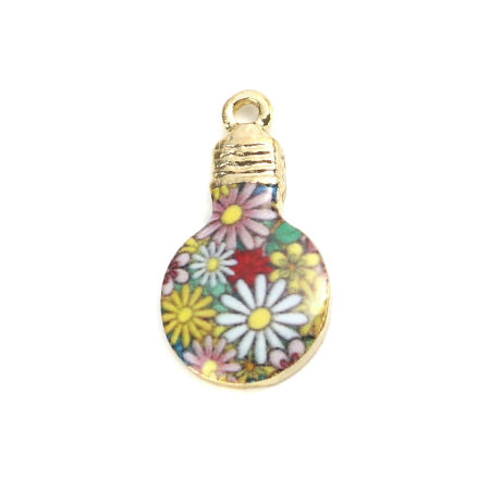 Charms Bulb Bulb Multicolor Daisy Flower Emaille auf Zinkbasis