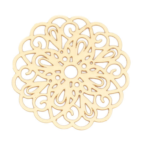Ottone Filigree Stamping Connettore Fiore Oro Placcato 26mm x 25mm, 10 Pz