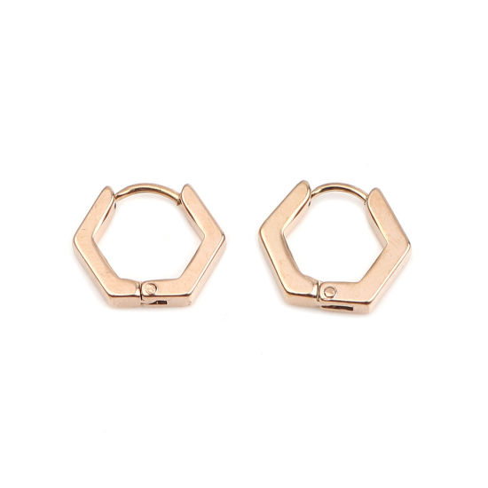 Image de Boucles d'Oreilles Créole Anneau en  Acier Inoydable Heagone  