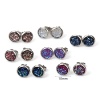 Imagen de 304 Acero Inoxidable Druzy/ Drusy Pendientes Tono de Plata Fucsia Ronda AB Color 10mm Dia., Post/ Wire Size: (19 gauge), 2 Pares”