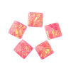 Picture of Resin AB Rainbow Color Aurora Borealis Dome Seals Cabochon Square Pink Faceted 16mm( 5/8") x 16mm( 5/8"), 30 PCs